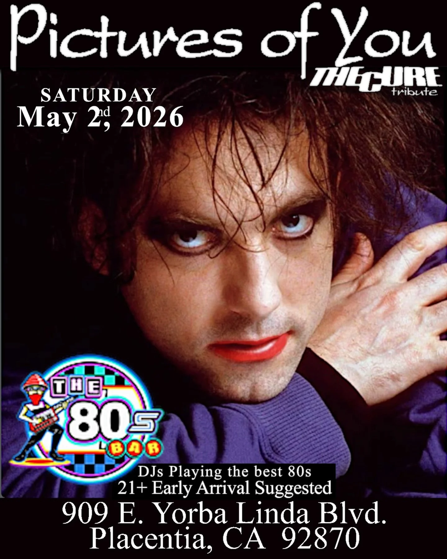 We&rsquo;ll be back @the80sbarandgrill on Saturday May 2nd for another awesome night of The Cure live on stage! Bring your dates, drinking buddies, and dancing legs for an unforgettable night! See you all there 🖤🖤🖤🖤#thecure #80smusic #danceparty 