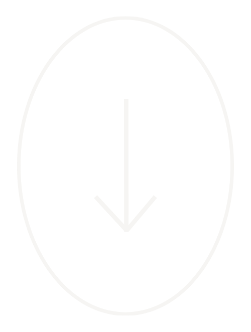 Downward arrow inside an oval outline on a black background.