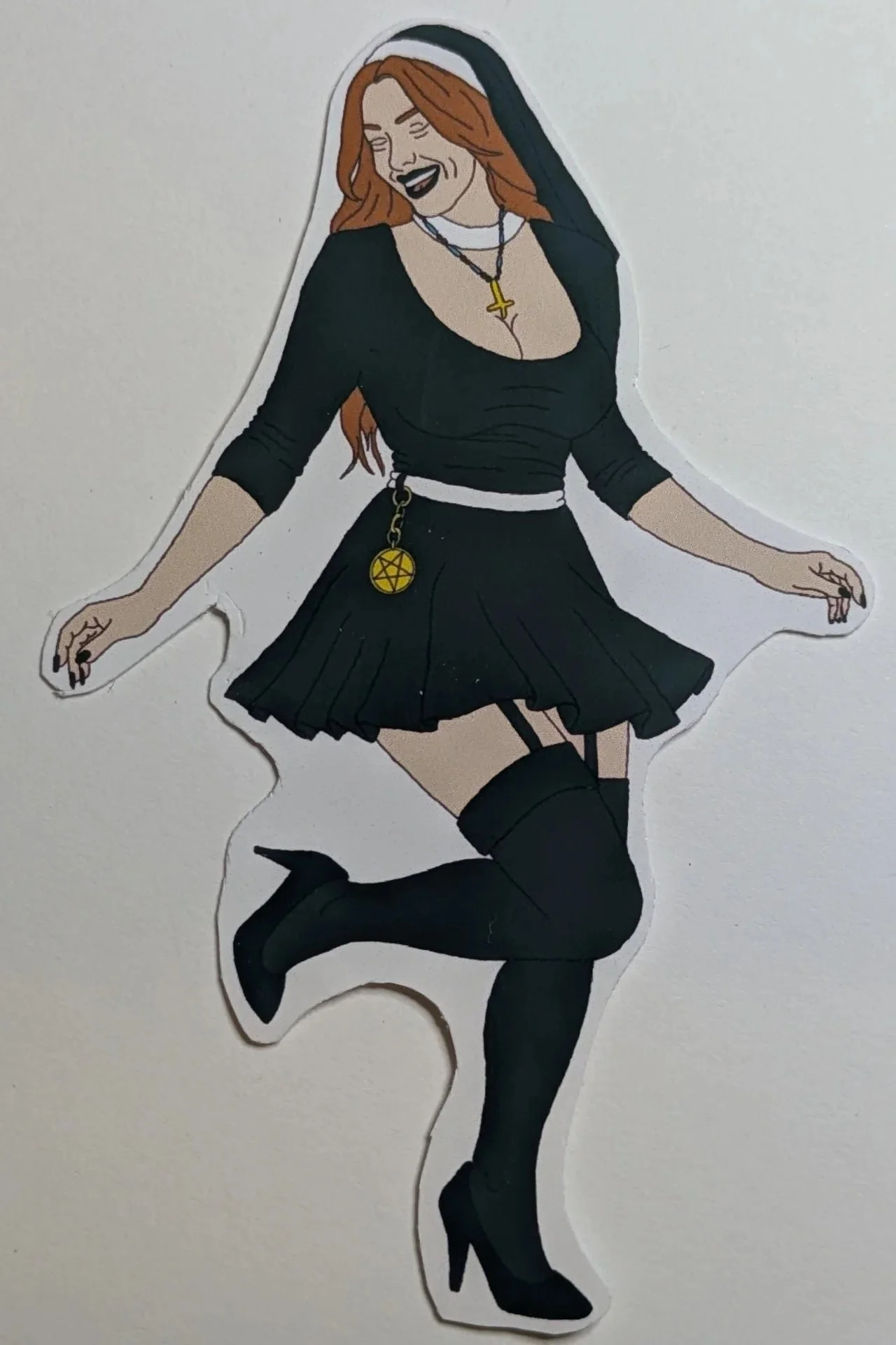 Satanic Nun Paige Pinup Vinyl Sticker