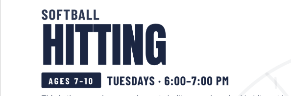 6-Week Softball Hitting: Fundamentals 6-7pm