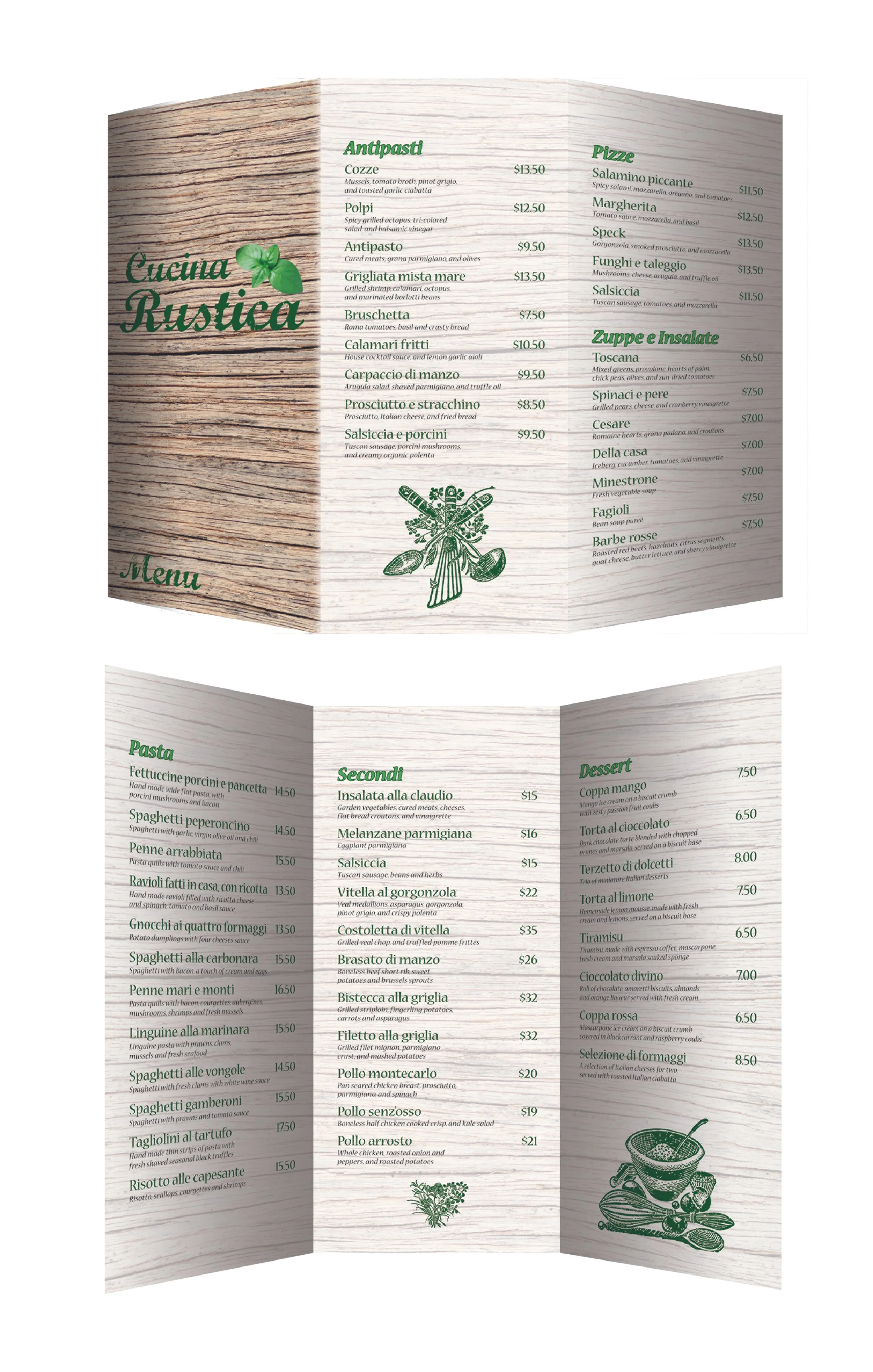Cuchina Rustica Restaurant Menu