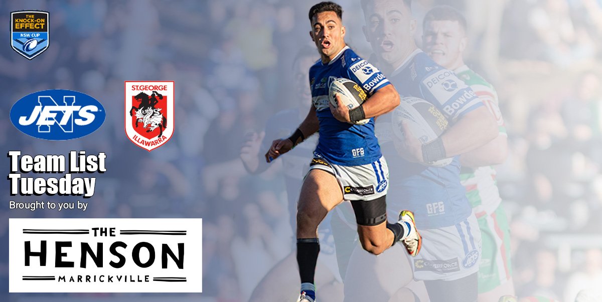 Newtown Jets Team List v St George Illawarra Dragons Sat 6th August, 2022 (Tom Kirk Cup)