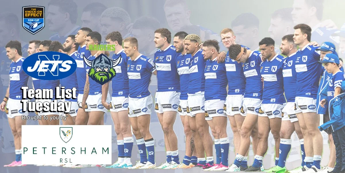 Newtown Jets Team List v Canberra Raiders Sun 28th April 2024
