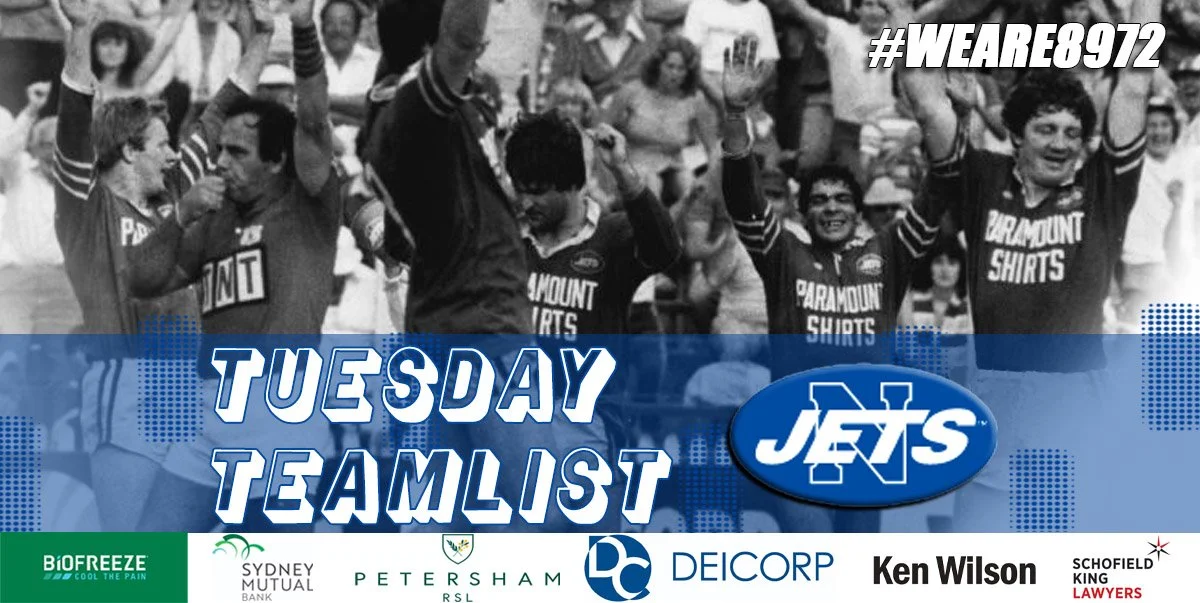 Newtown Jets Virtual Team List v Eastern Suburbs Roosters Sat 18th April, 2020