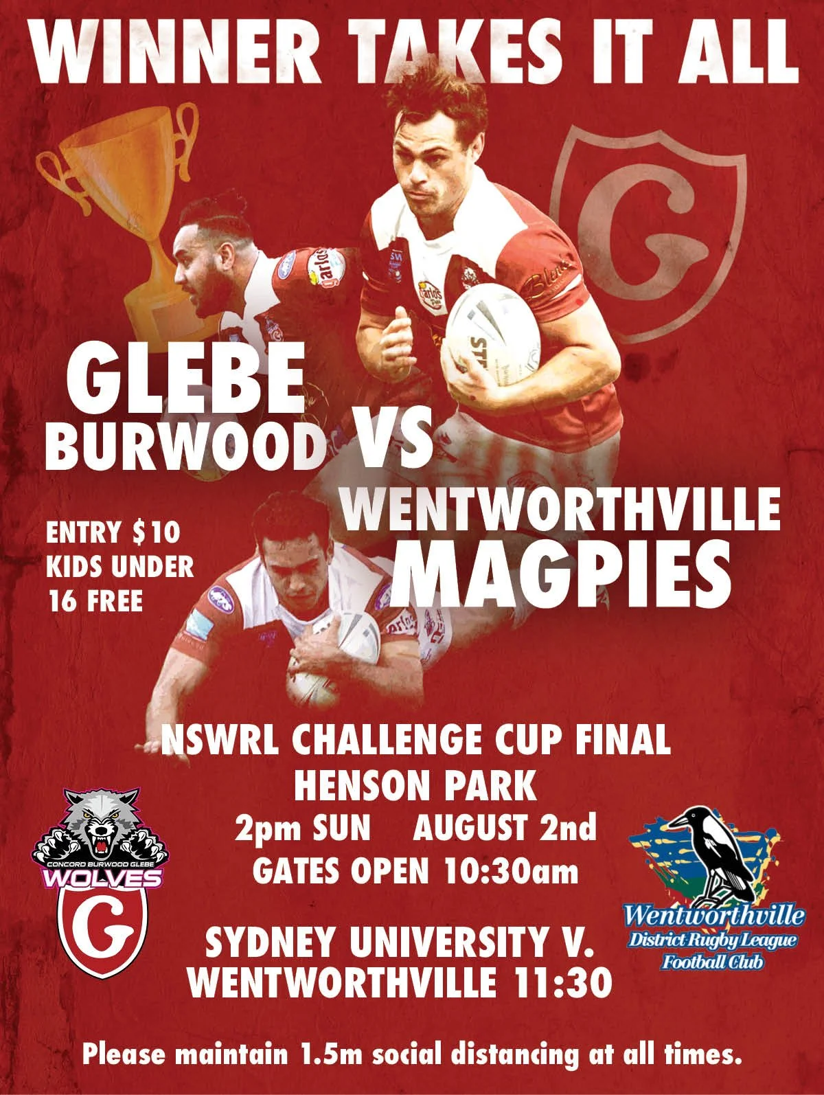 Glebe Dirty Reds Team List v Wentworthville Sun 2nd August, 2020