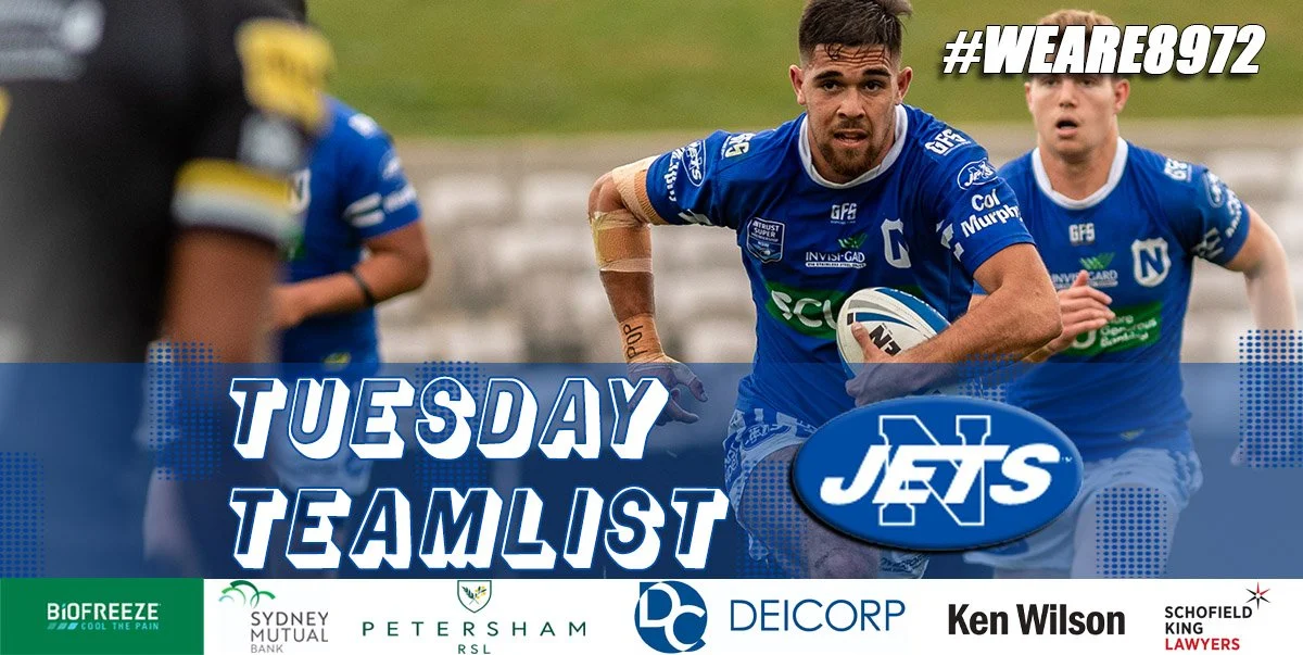 Newtown Jets Virtual Team List v Mounties Wed 5th August, 2020