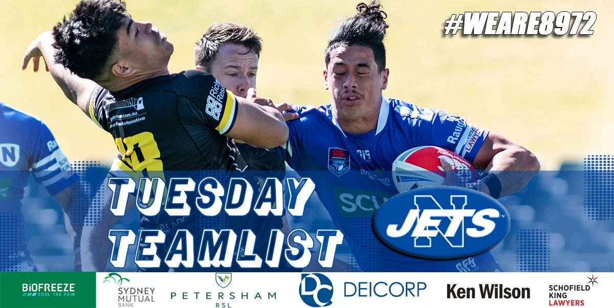 Newtown Jets Virtual Team List v Mounties Wed 2nd September, 2020