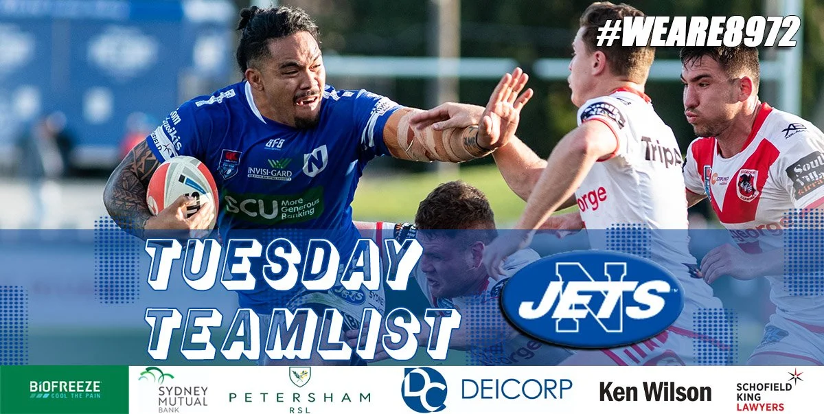 Newtown Jets Virtual Team List v St George Illawarra Wed 16th September, 2020