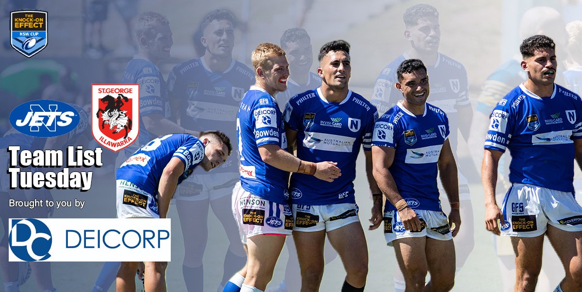 Newtown Jets Team List v St George Illawarra Dragons 26th March, 2022