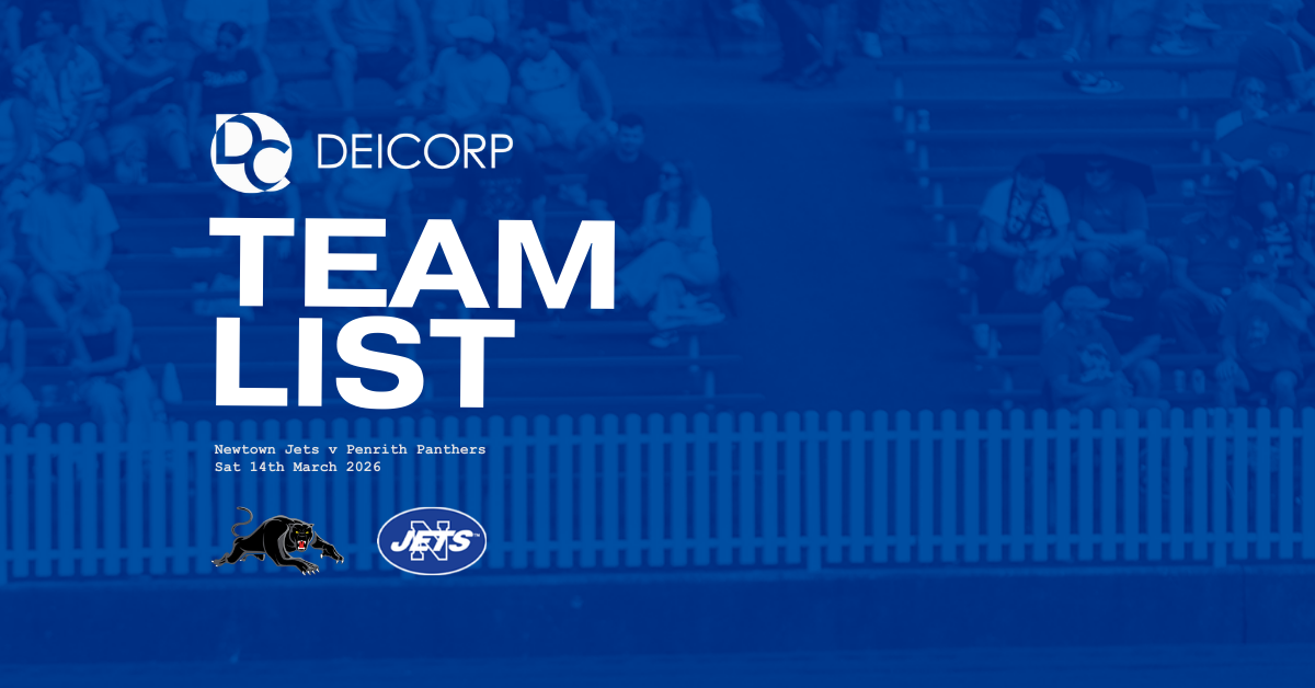 Newtown Jets Team List v Penrith Panthers Sat 14th March 2026