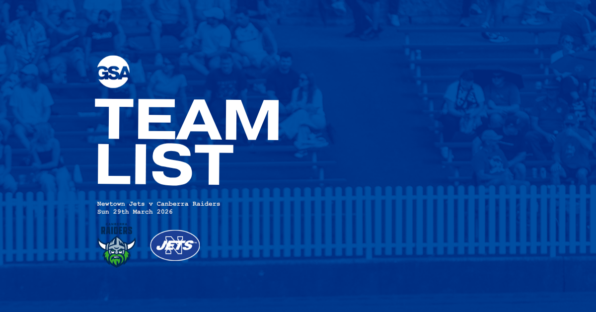 Newtown Jets Team List v Canberra Raiders | Sun 29th March 