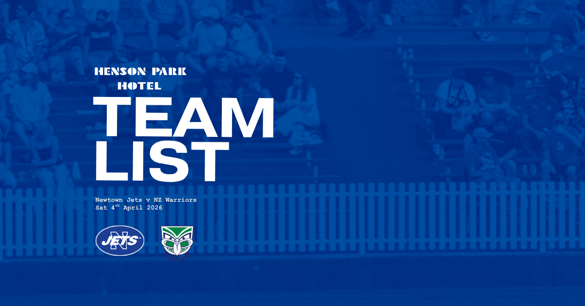 Newtown Jets Team List v NZ Warriors | Sat 4th April