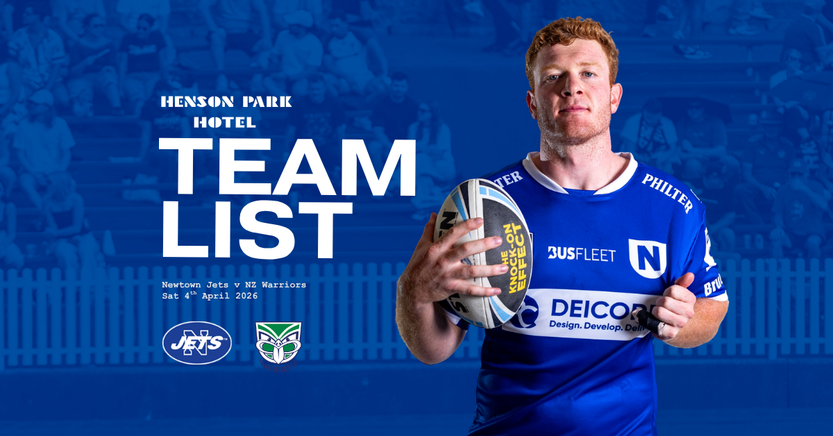 Newtown Jets Team List v NZ Warriors | Sat 4th April