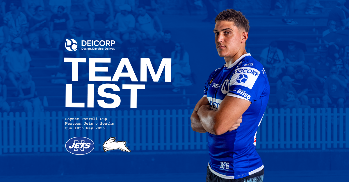 Newtown Jets Team List v South Sydney | Sun 10th May 2026 | Rayner Farrell Cup