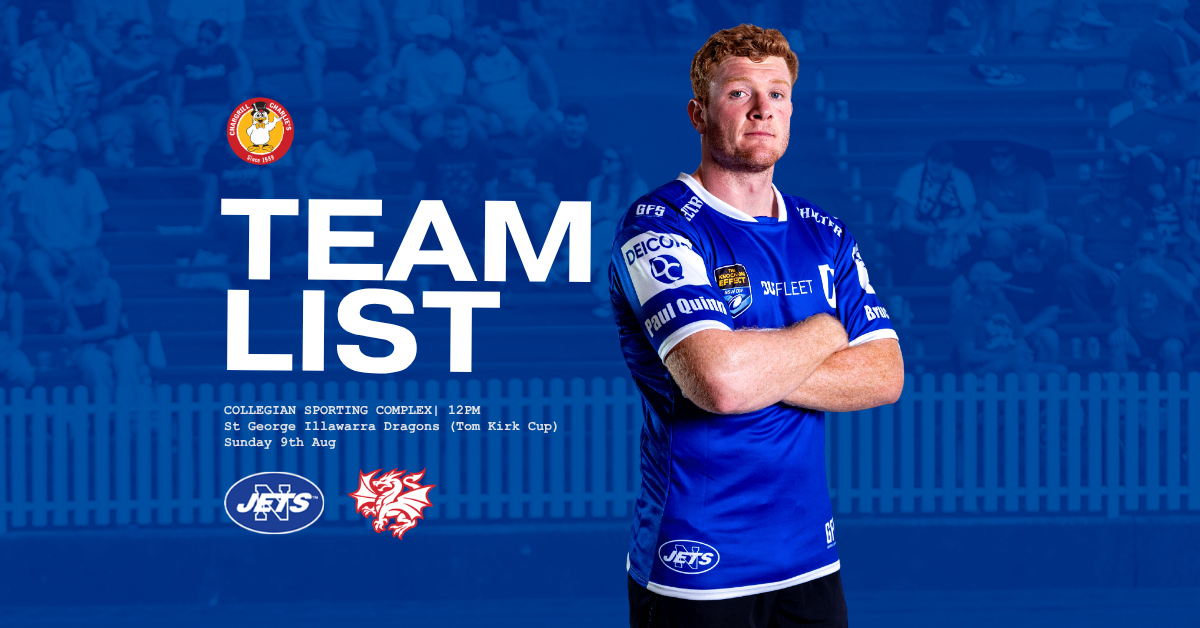 Newtown Jets Team List v St George Illawarra Dragons (Tom Kirk Cup) | Sun 9th August 2026