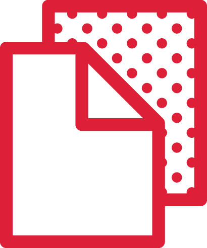Icon of two overlapping documents or sheets with a red background