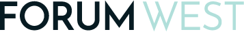 Logo for Forum West with stylized text