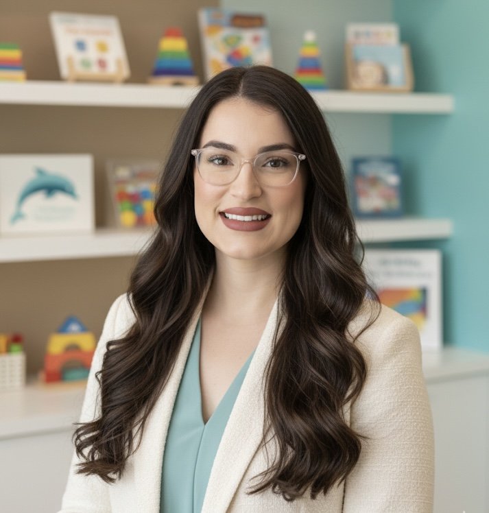 Headshot of Amanda Carvalho da Silva, M.S., CCC-SLP, a trilingual pediatric speech-language pathologist specializing in bilingual therapy, AAC, and family-centered care.