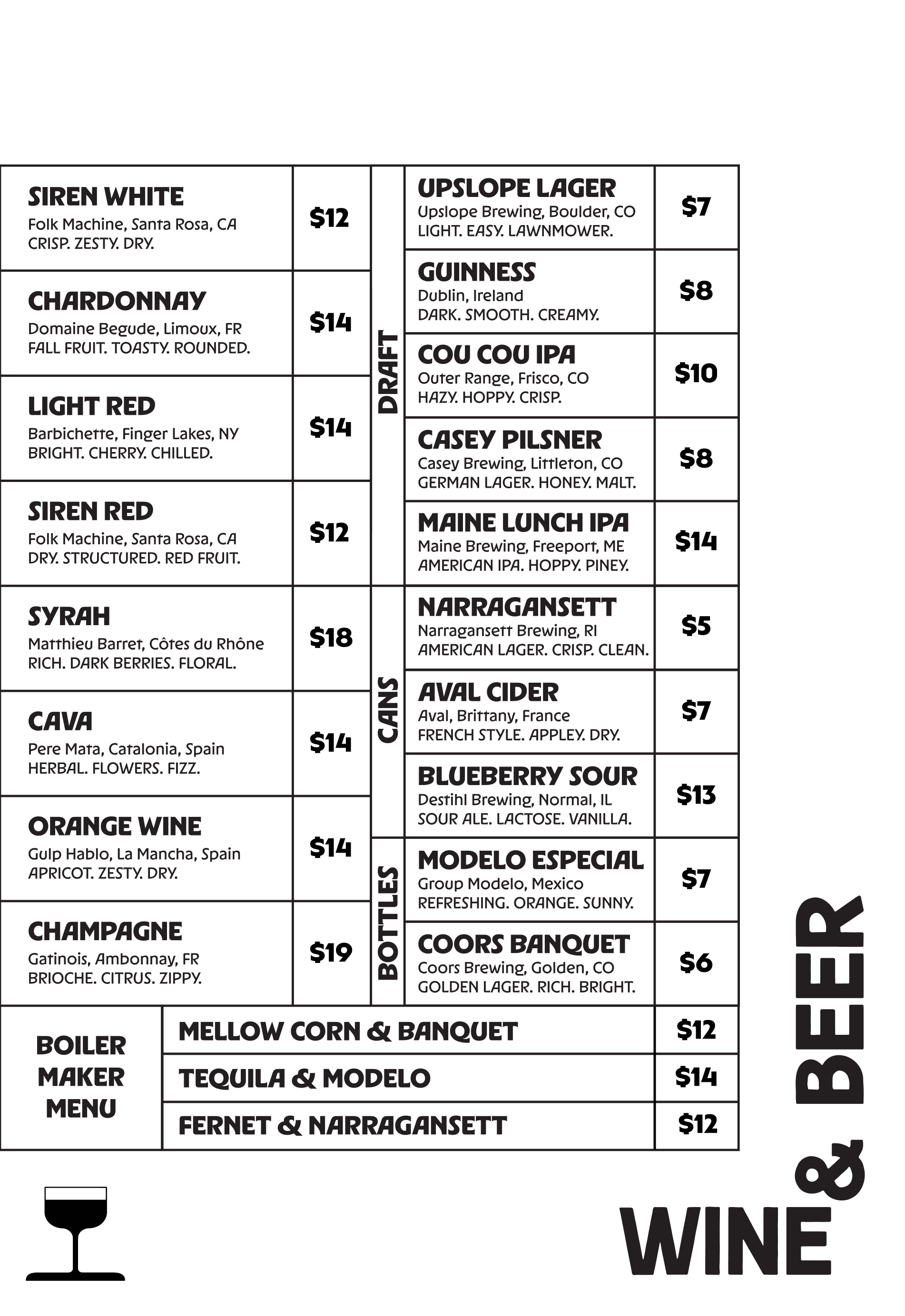 Menu — Siren Cocktail Bar
