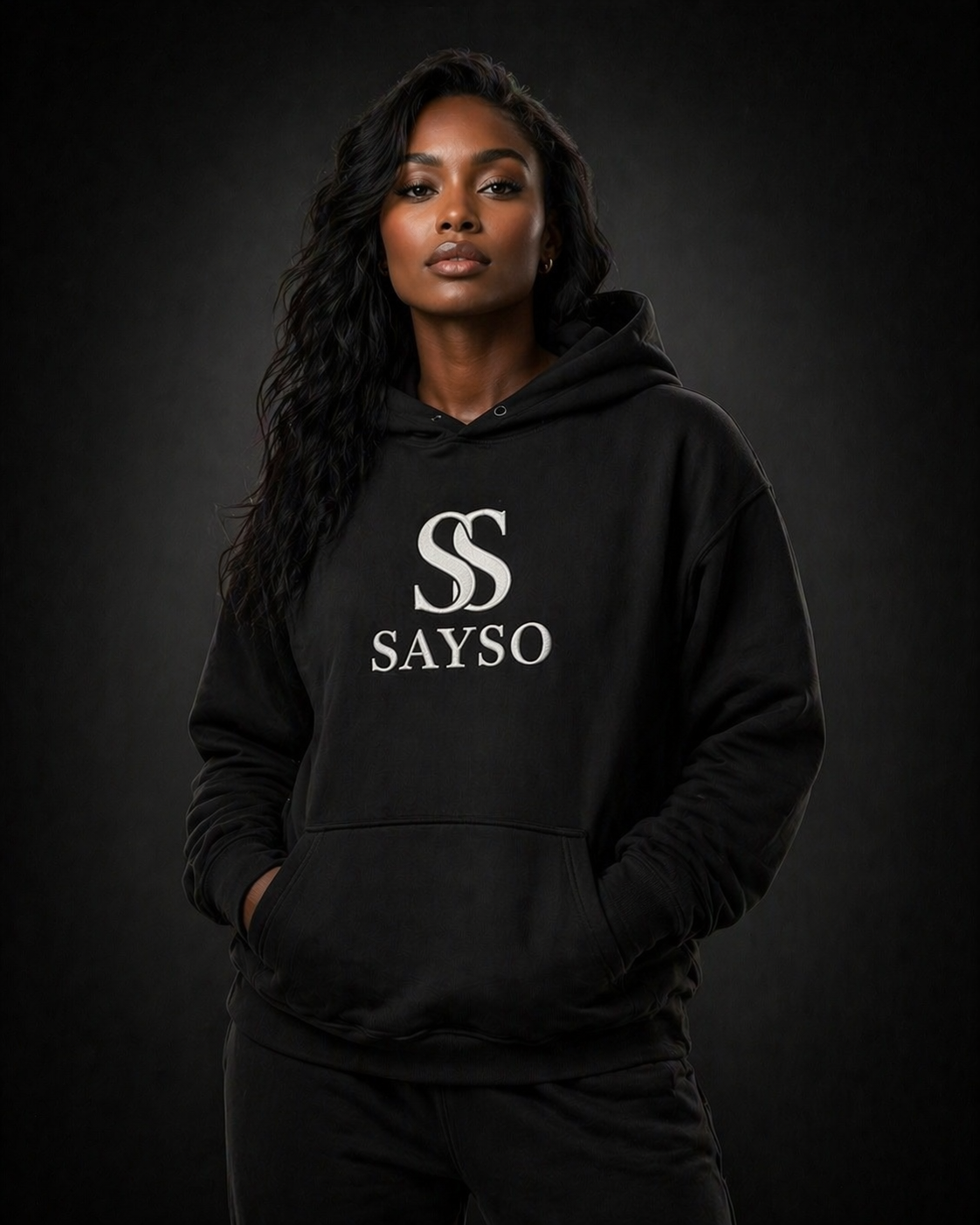 Embroidered Hoodie - Unisex - Black