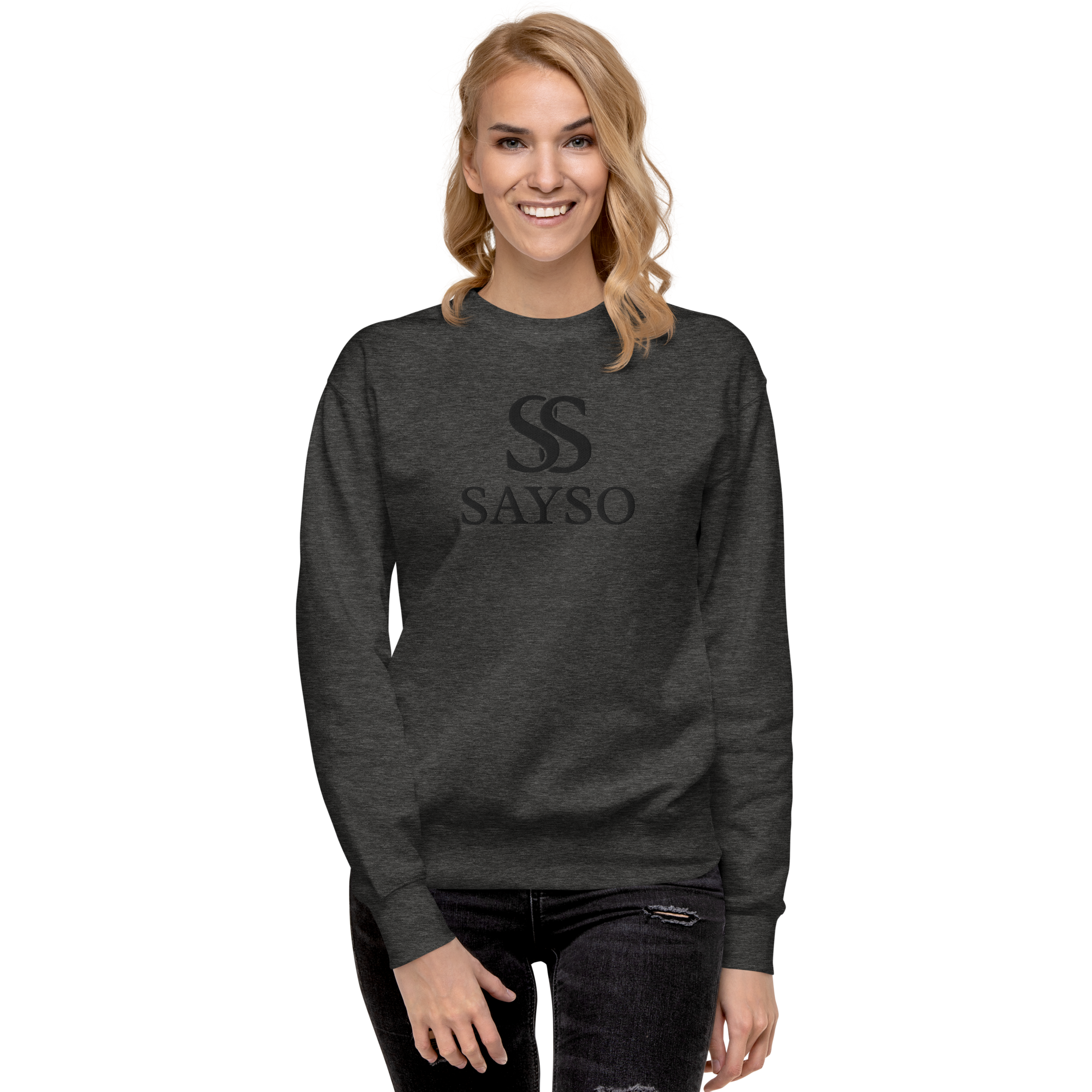 Embroidered Sweatshirt - Unisex - Charcoal / Bone / Grey