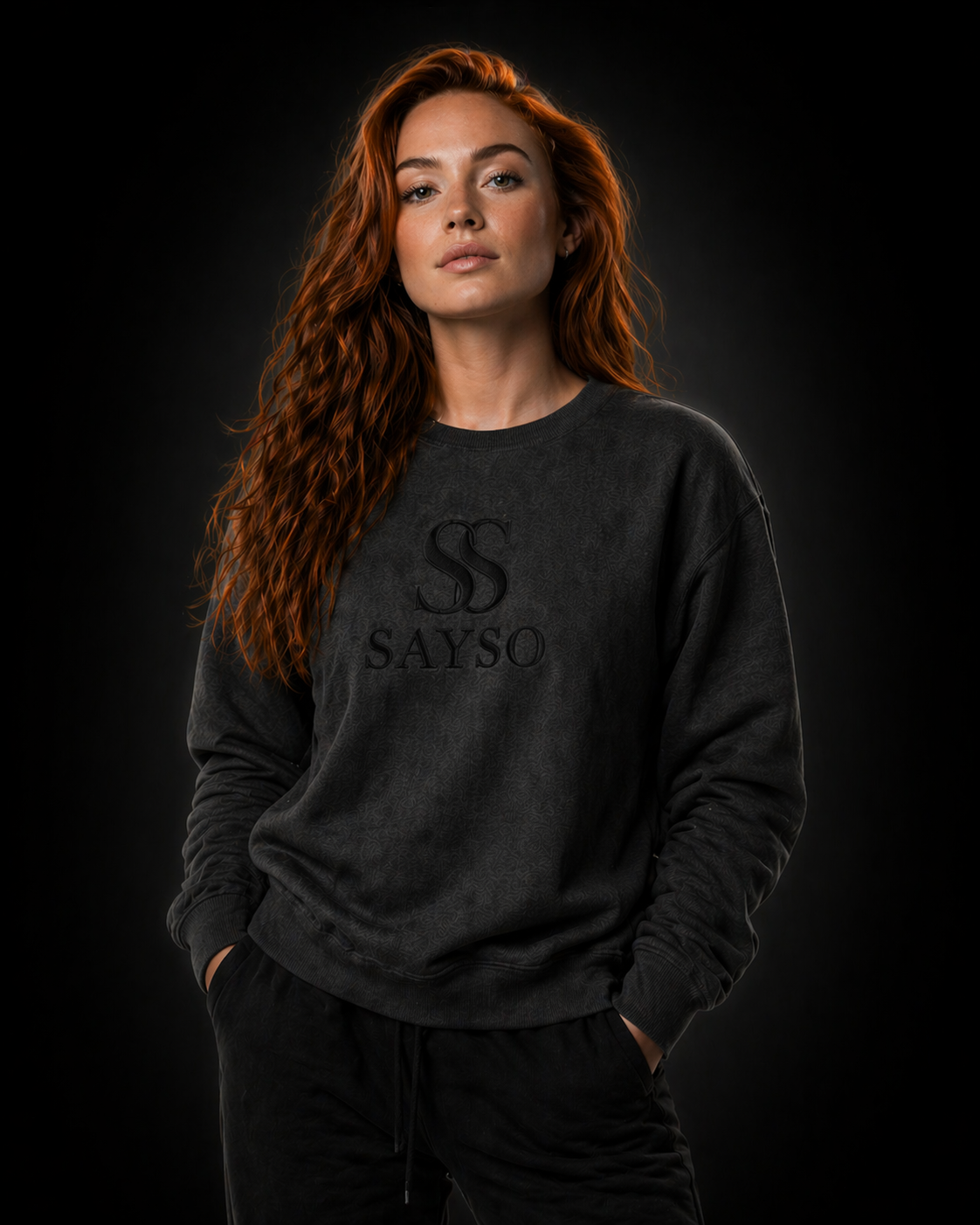 Embroidered Sweatshirt - Unisex - Charcoal / Bone / Grey