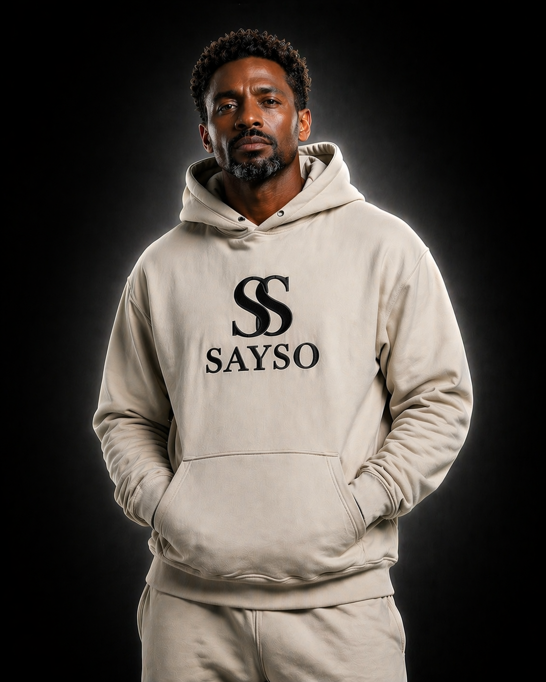 Embroidered Hoodie - Unisex - Bone / Grey / Charcoal