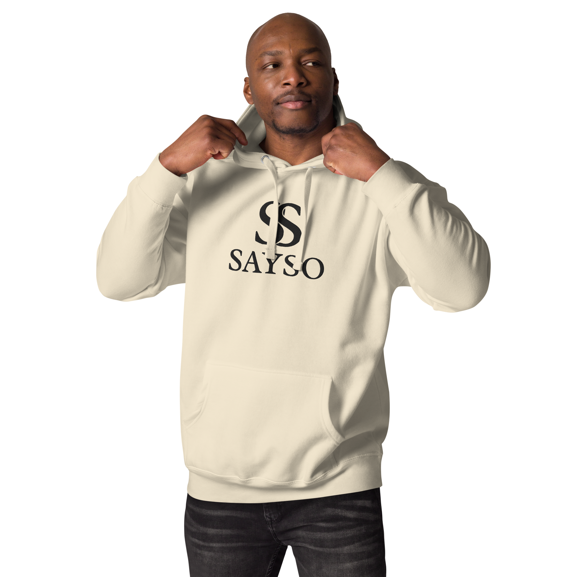 Embroidered Hoodie - Unisex - Bone / Grey / Charcoal