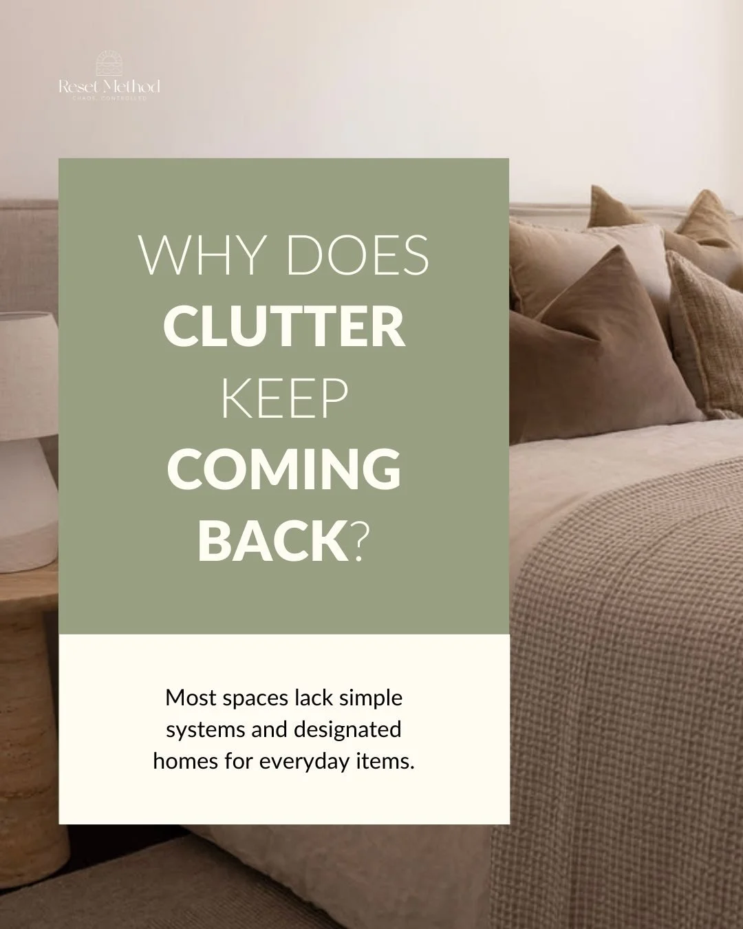 Clutter is not a motivation problem. It is a systems problem. 

When everyday items do not have a clear, designated home, they naturally land on the nearest surface and slowly build up. 

You tidy, it looks better for a moment, and then it all comes 