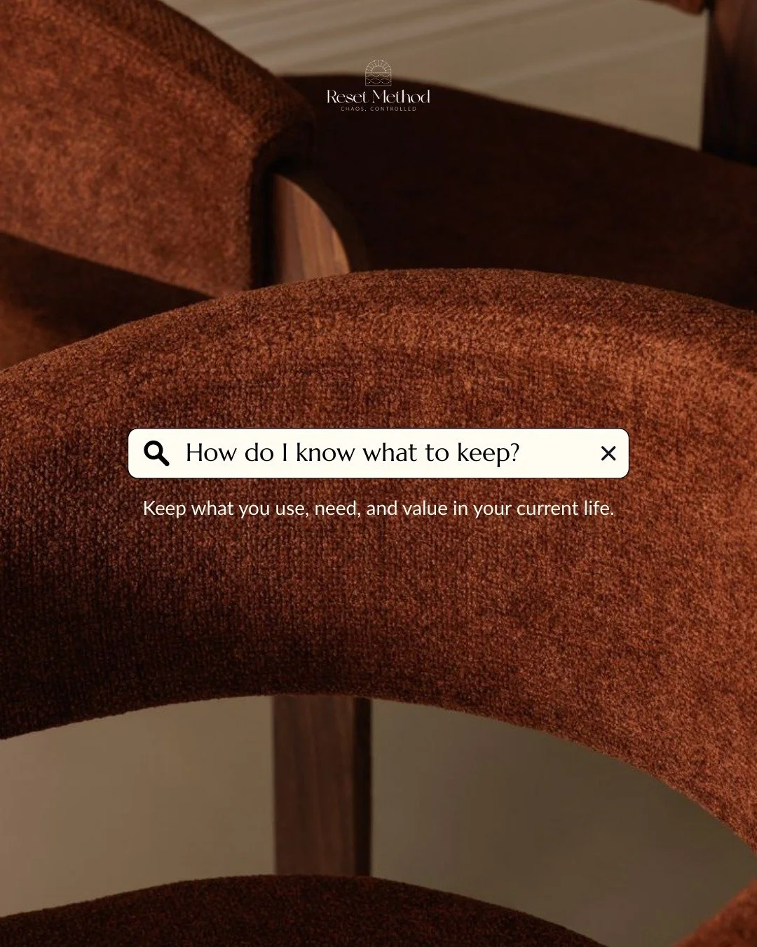 &ldquo;How do I know what to keep?&rdquo;

Start here: keep what you use, what you need, and what you truly value in your current season of life. 

Not your past. Not a future maybe. Your life right now. 🌿

At Reset Method, we help you make those de