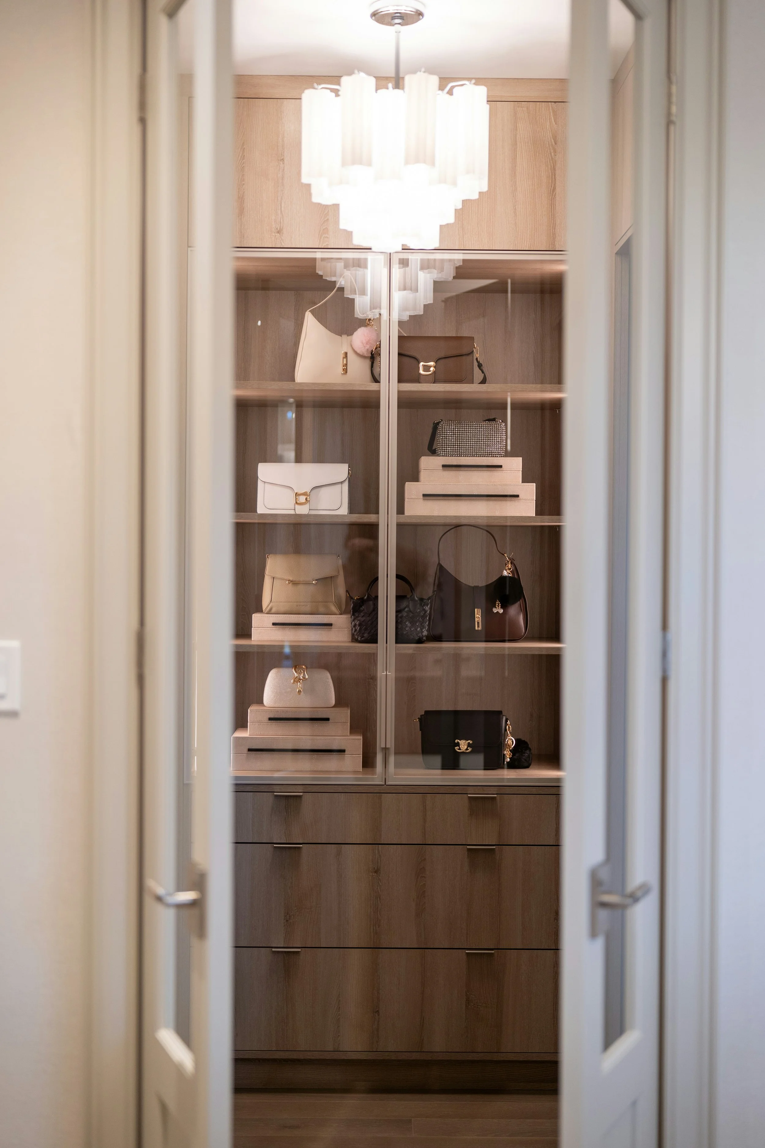 Organized custom closet in a Los Angeles home