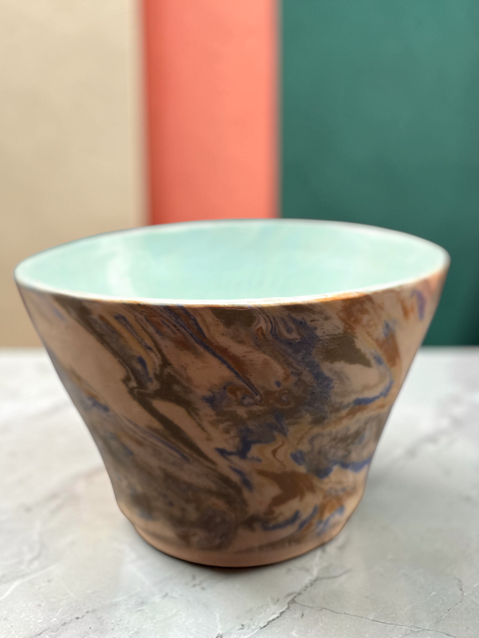 Windswept Aqua: Agateware vase