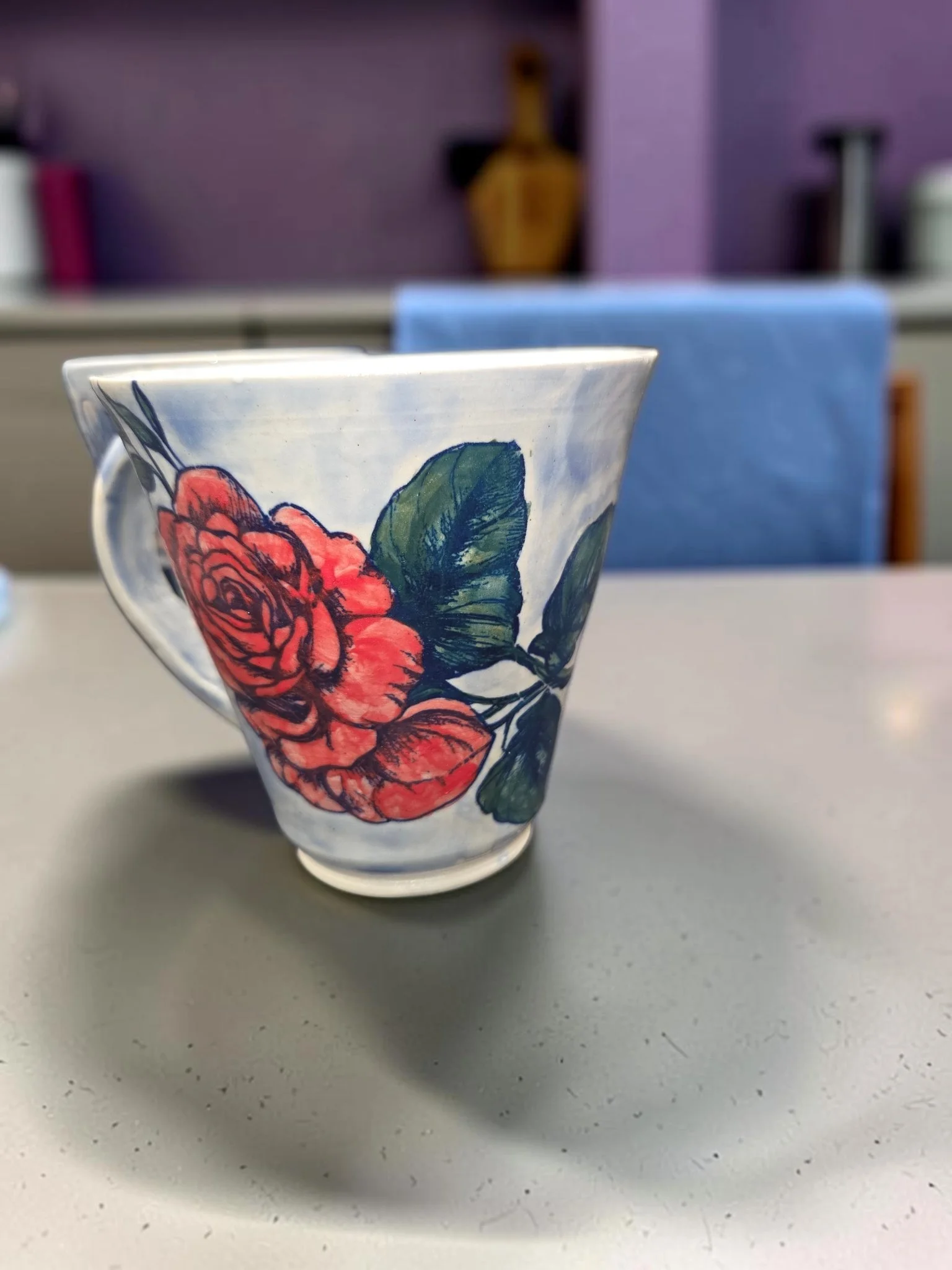 Hand painted stoneware mug