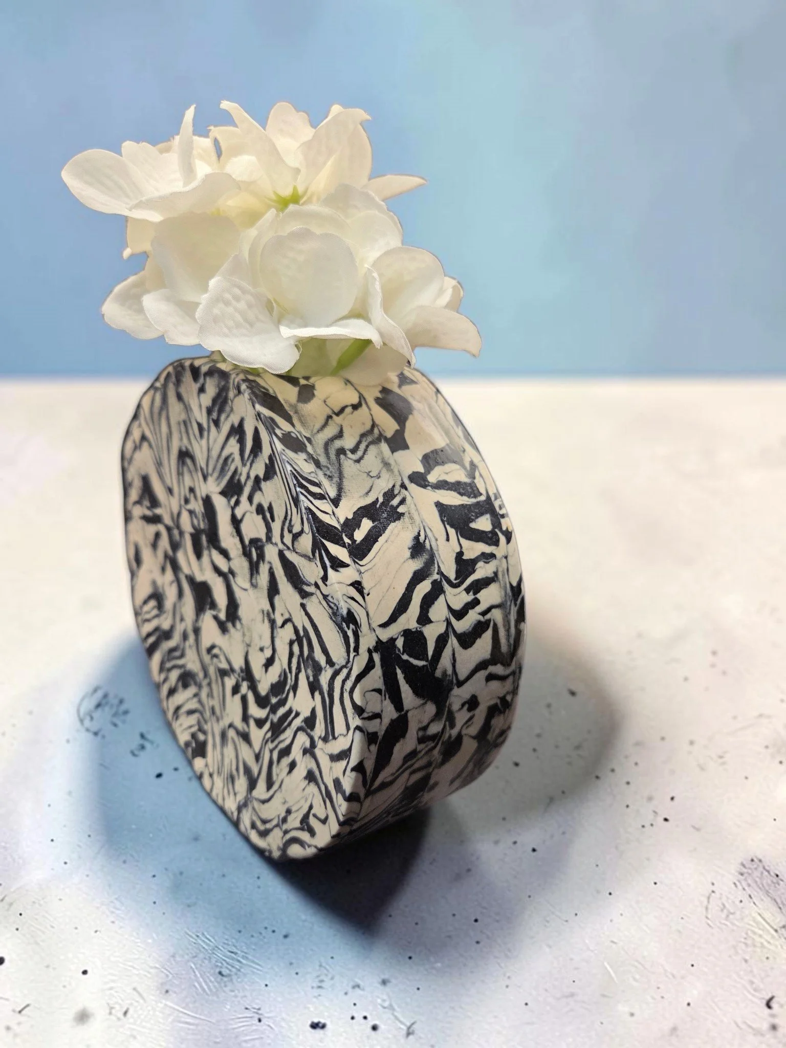 Black and Beige Nerikomi Vase