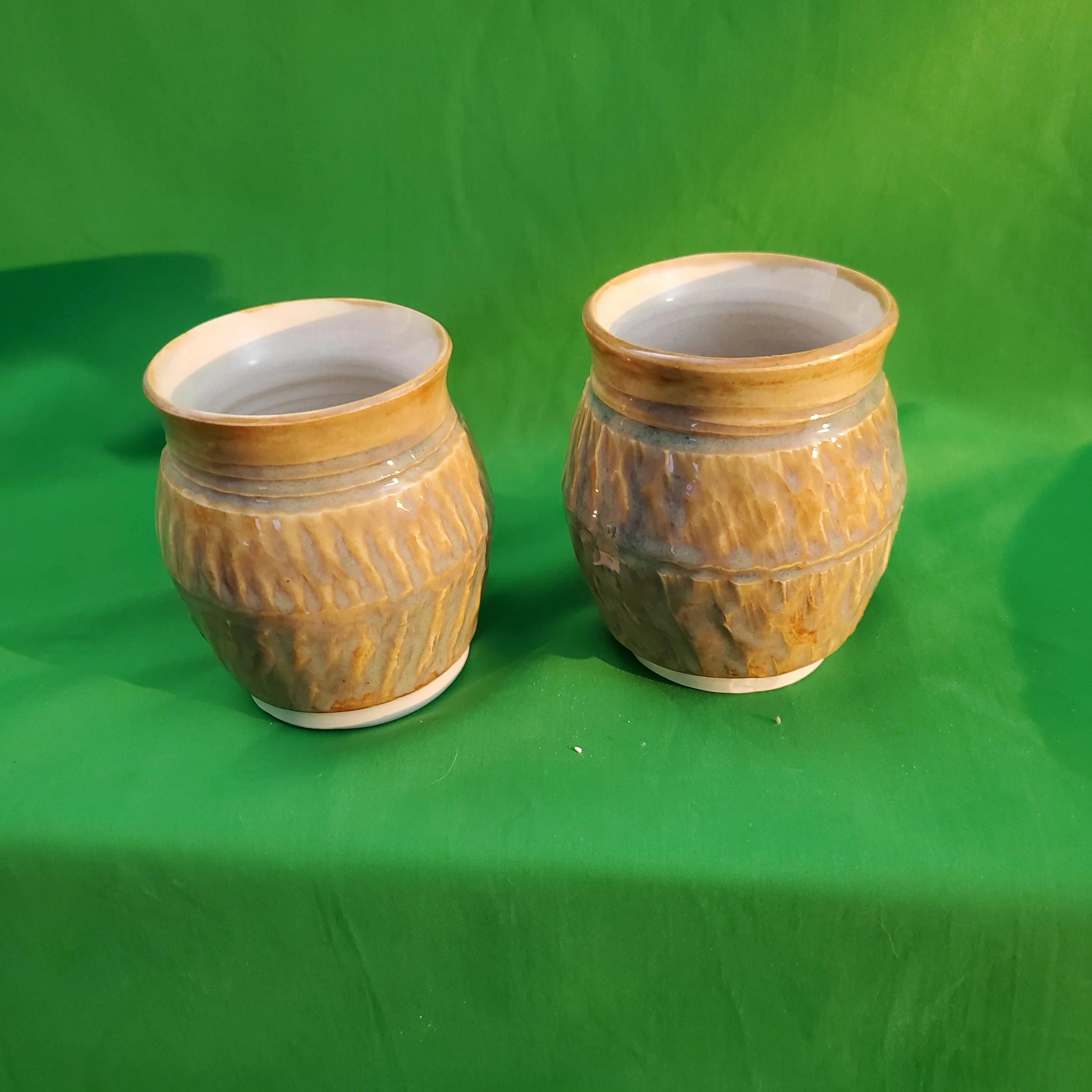 Elegant Textured Ceramic Vase Duo