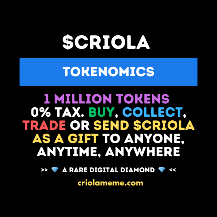 CRIOLA MEME - TOKENOMICS - SOLANA MEMECOIN - CRYPTO - CABO VERDE - CAPE VERDE - DIGITAL DIAMOND