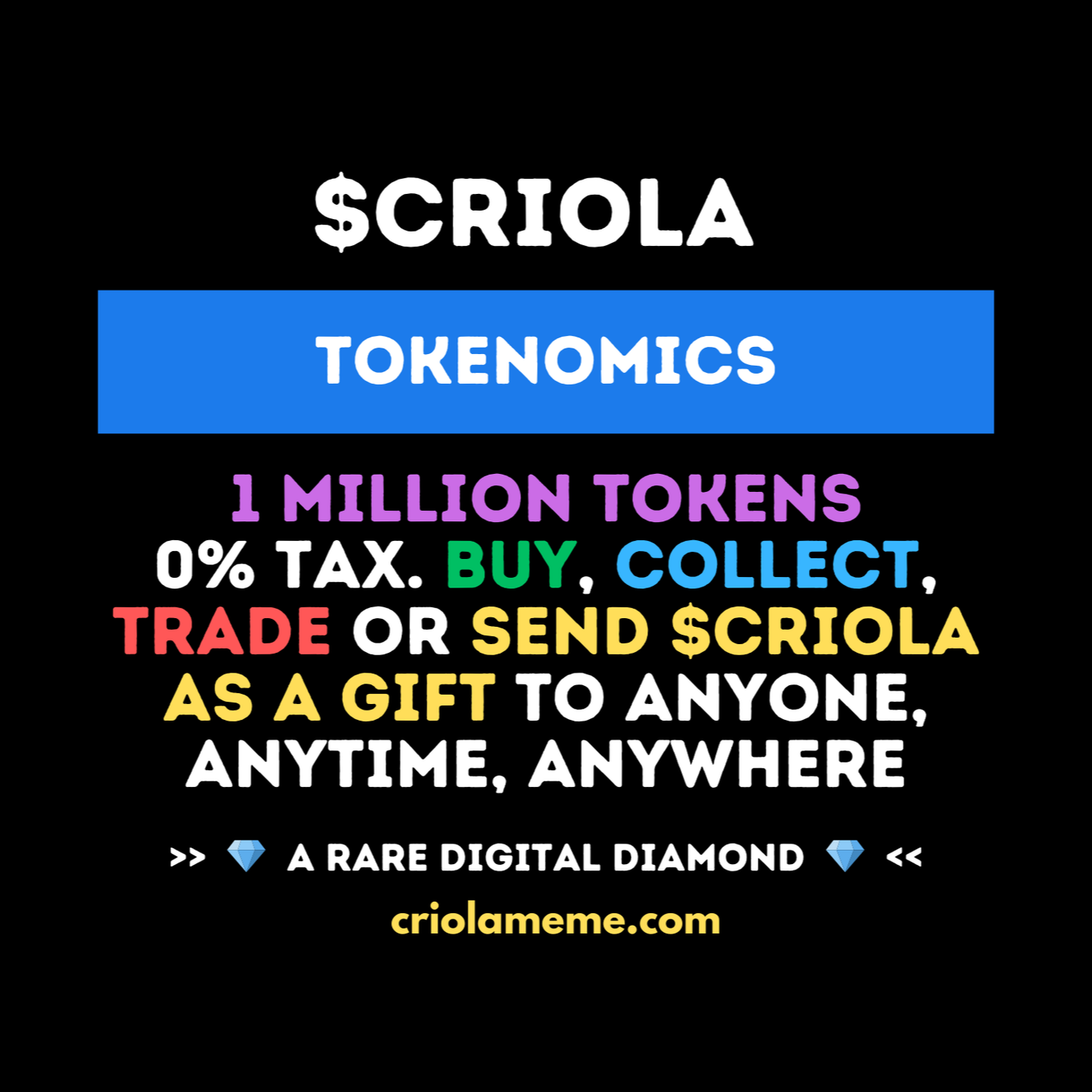 CRIOLA MEME TOKENOMICS - CRYPTO SOLANA MEMECOIN