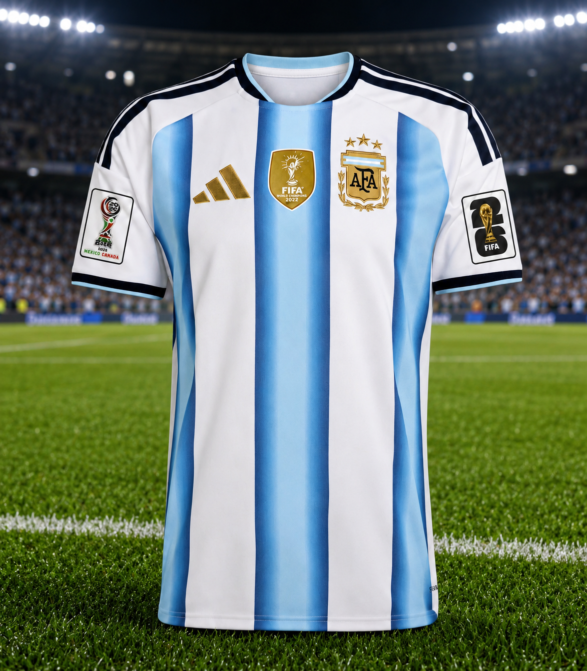 Argentina Men's Home Jersey with 2026 World Cup patches
