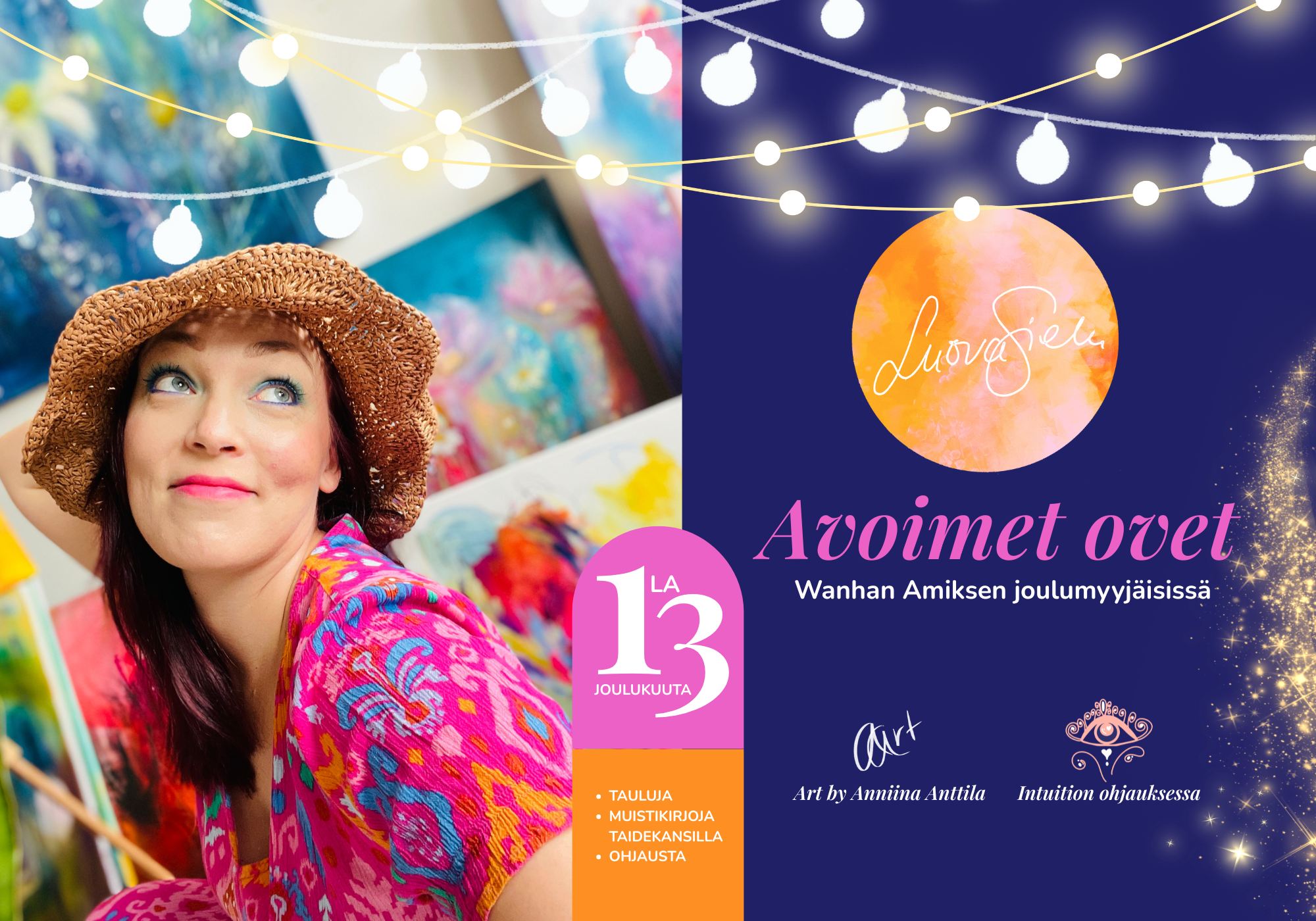 Anniina Anttilan taidetta Wanhan Amiksen joulumyyjäisissä &amp; avoimet ovet LuovaSielun tiluksilla