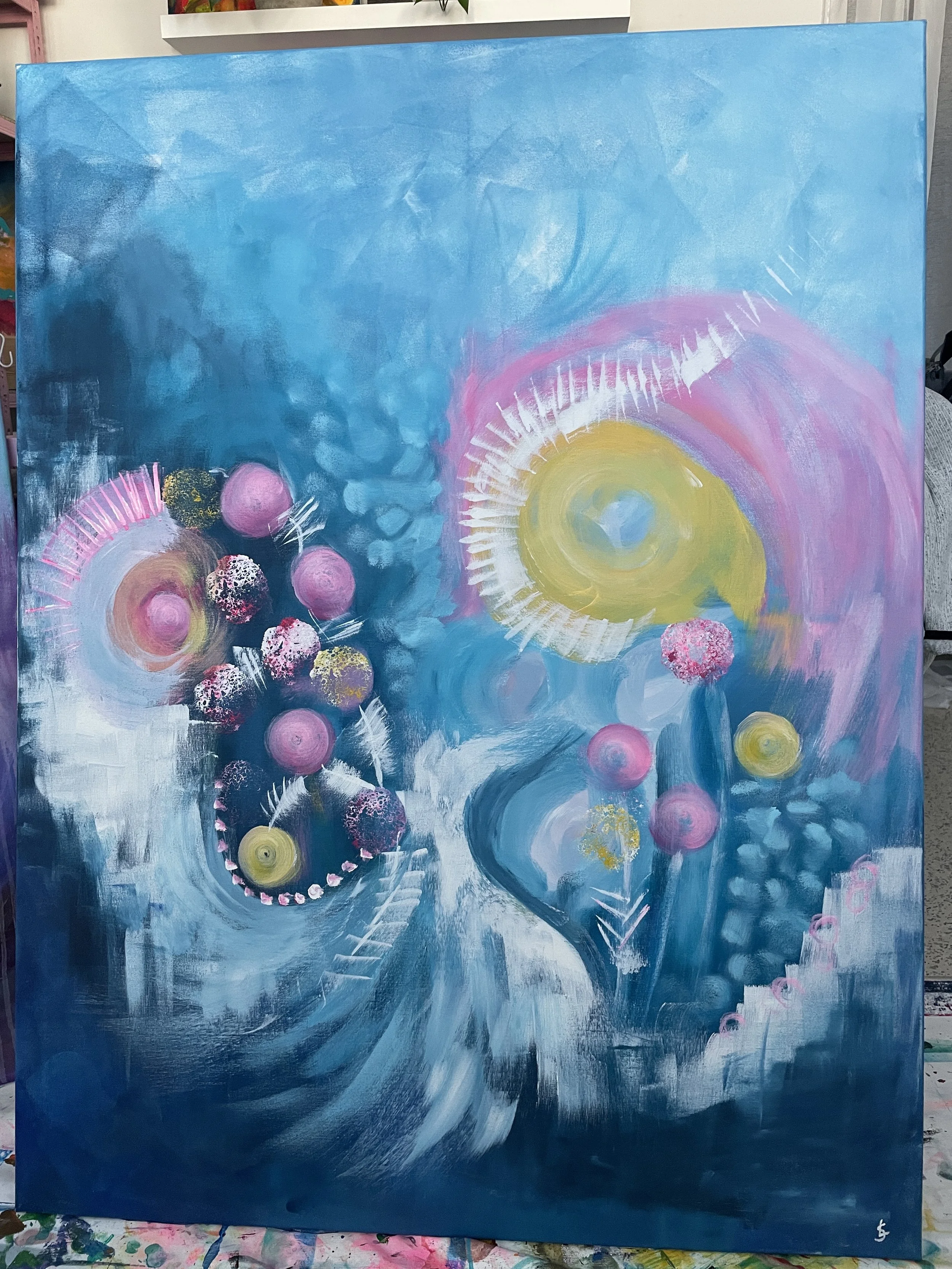 Taulu aiemmassa muodossaan. Taulu kuitenkin vahvasti kutsui jatkamaan sen tarinaa eteenpäin. 