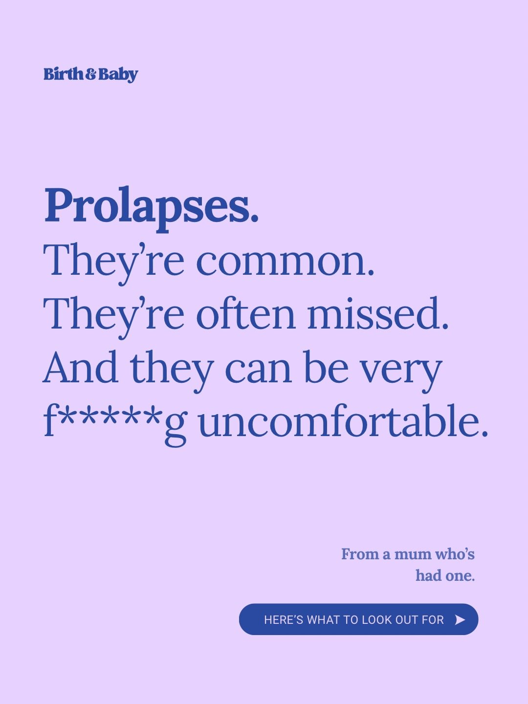 Prolapse is something so many women (hello - me too!🙋&zwj;♀️) silently live with. 

But they can impact us SO much mentally. It impacts our confidence deeply. There can be shame, fear, embarrassment, or the feeling that your body is a bit &ldquo;bro