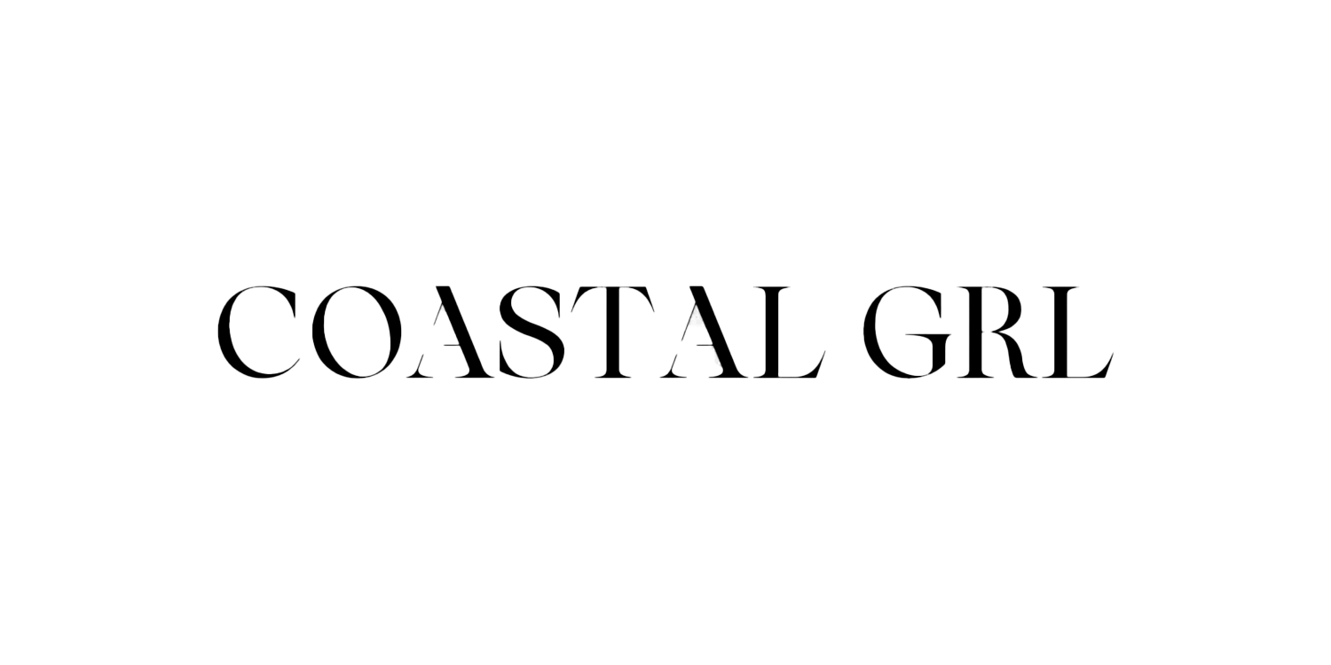 Black background with the words 'COASTAL GIRL' in large, elegant, uppercase font.