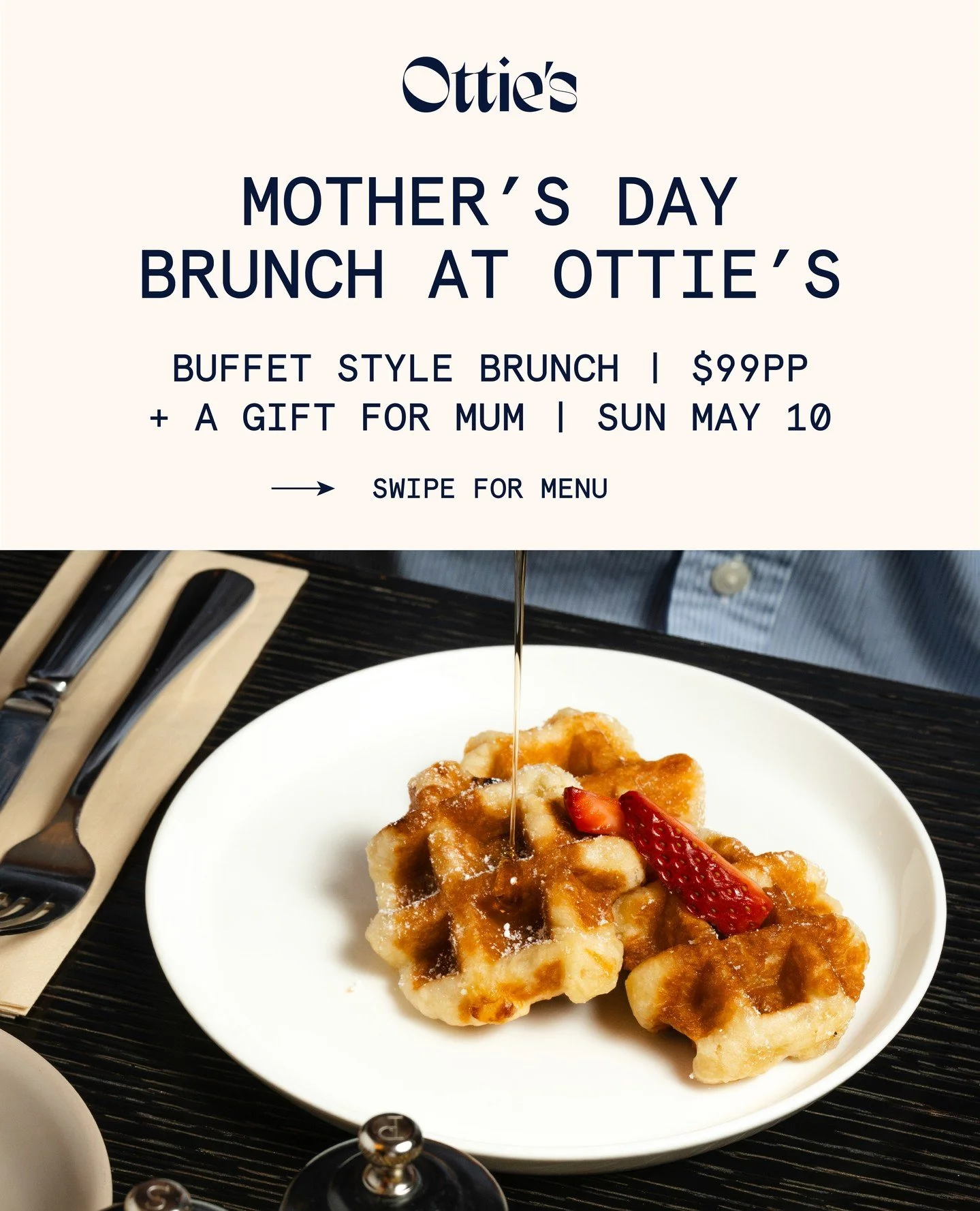 This Mother&rsquo;s Day, Sunday 10 May, skip the kitchen and leave it to us. 💐Join us at Ottie&rsquo;s at Crowne Plaza Melbourne for a generous family brunch designed to bring everyone together, with Mum welcomed on arrival with a glass of prosecco 