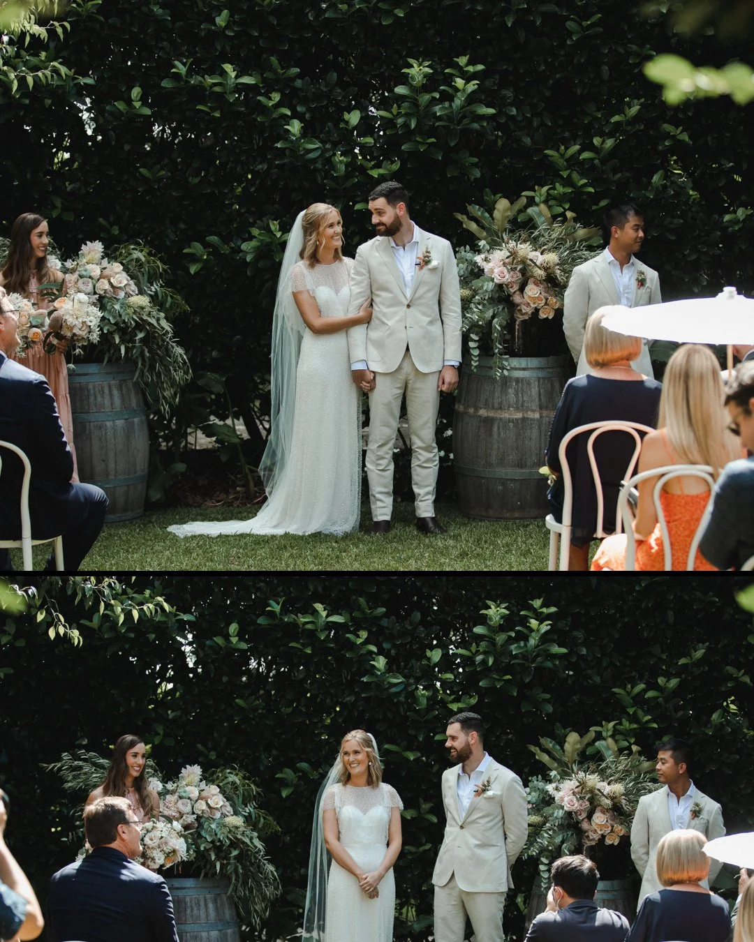 Happy anniversary to Georgia and Shane, who were married @themerribee in September 2021, shot by @samuelwhiteweddings.