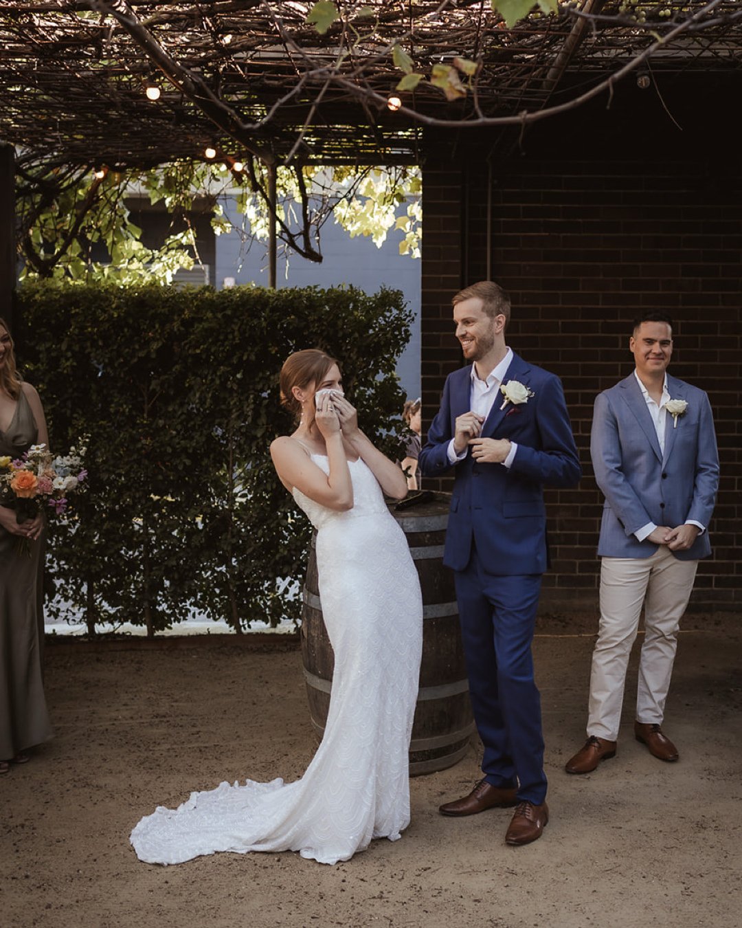 Happy tears at Grace &amp; Zac&rsquo;s ceremony. ⁠
⁠
Venue: @threeblueducks⁠
Photographer: @fionaandbobby