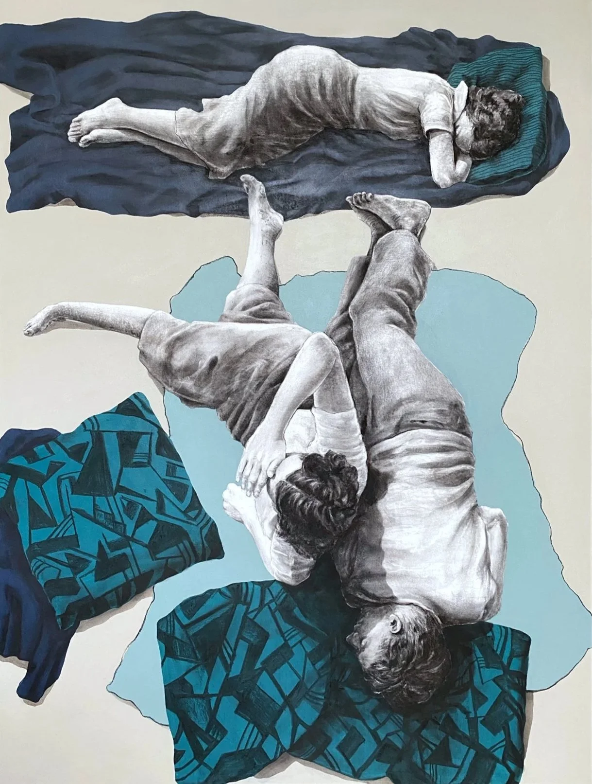 Sunday Afternoon (2023) Charcoal and acrylic paint on canvas, 93 x 123 cm. SOLD