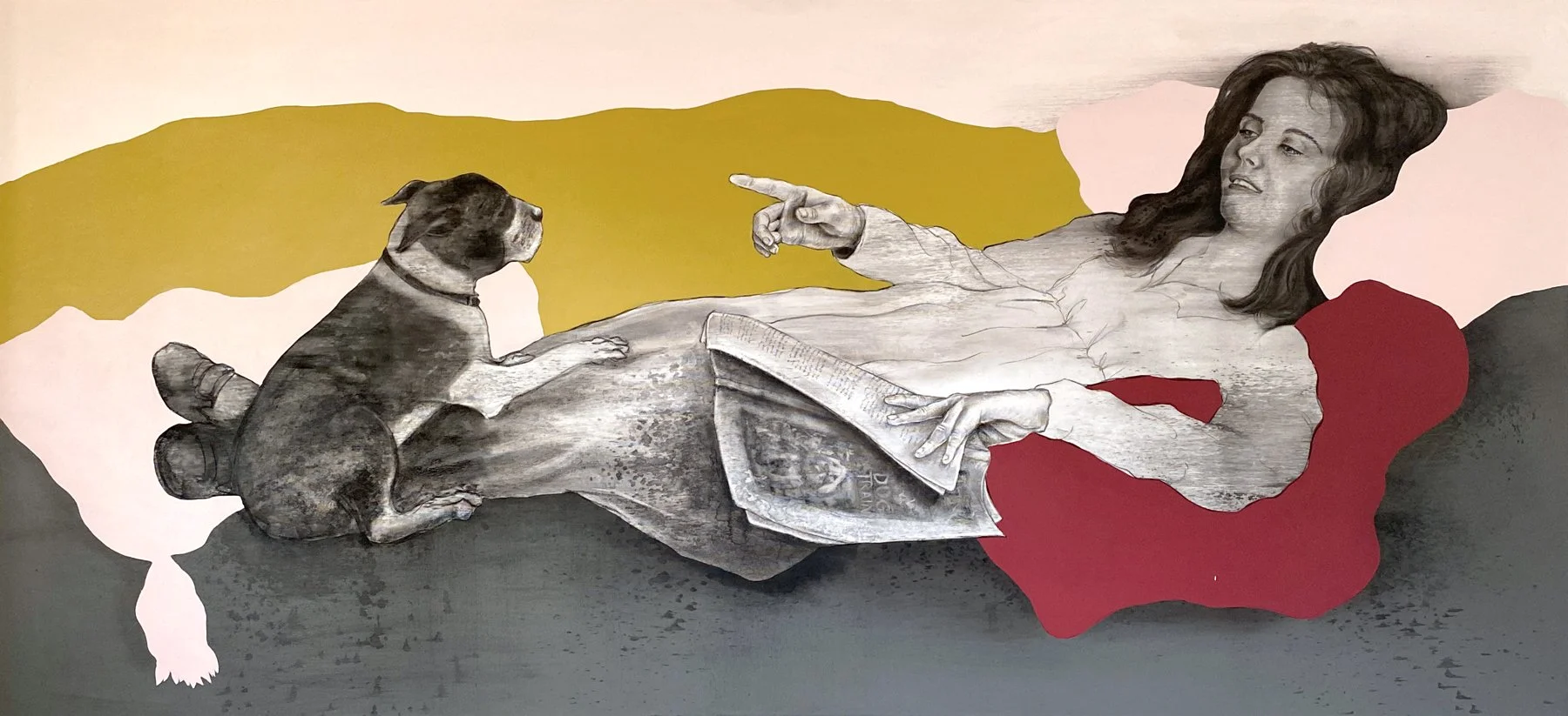 In Good Company I (2023) Charcoal and acrylic paint on canvas, 90 x 197 cm. AVAILABLE