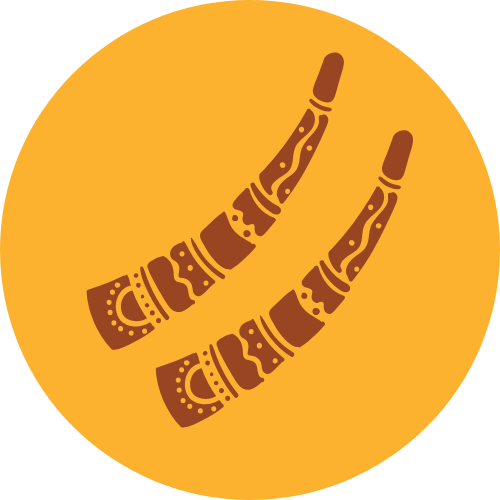 Illustration of two decorative brown bangles on a yellow background.