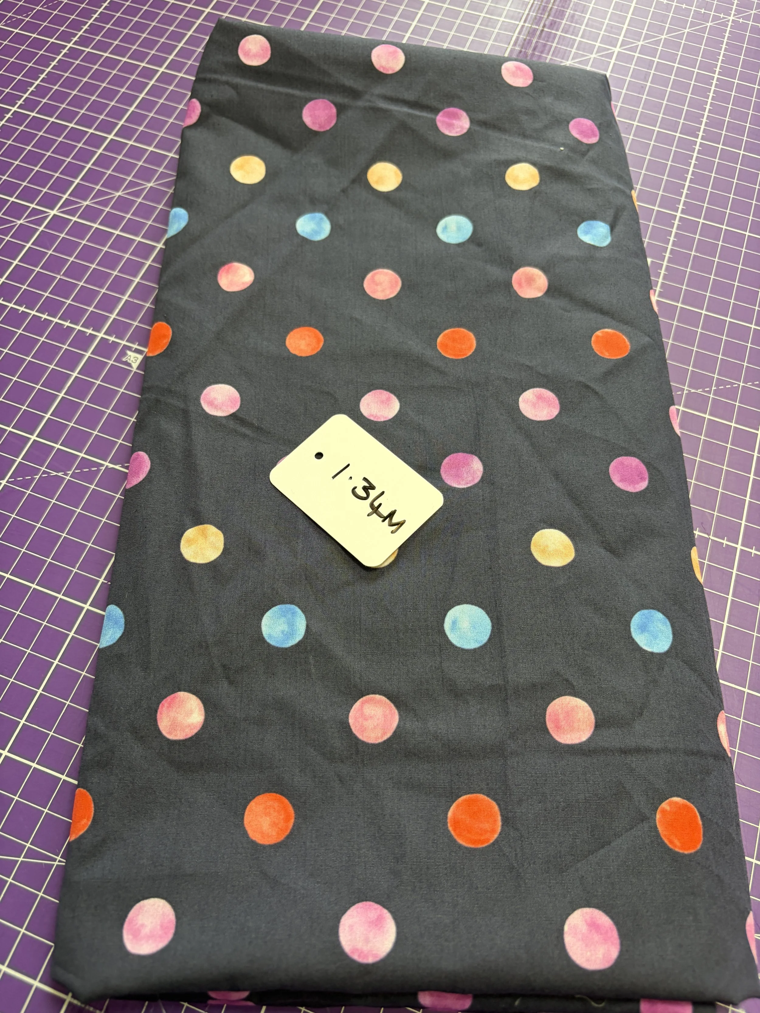 1.53m Navy Polka Dot Cotton Poplin