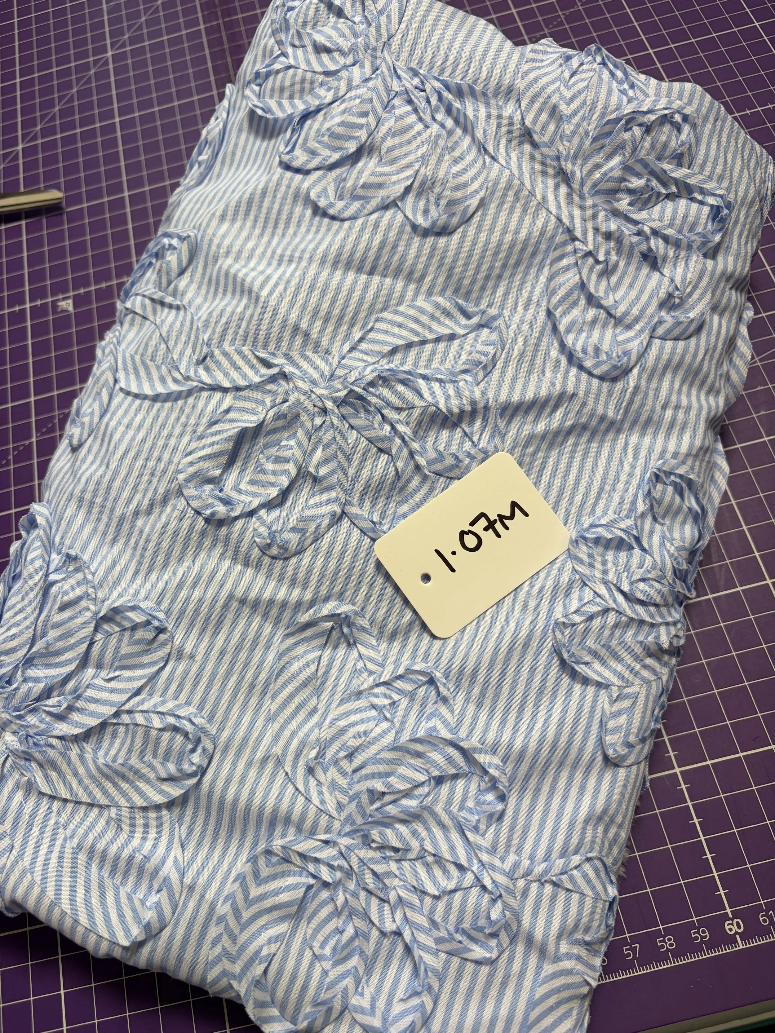 1.07m Blue Line Breeze — Woven Cotton with Embroidered Floral Details